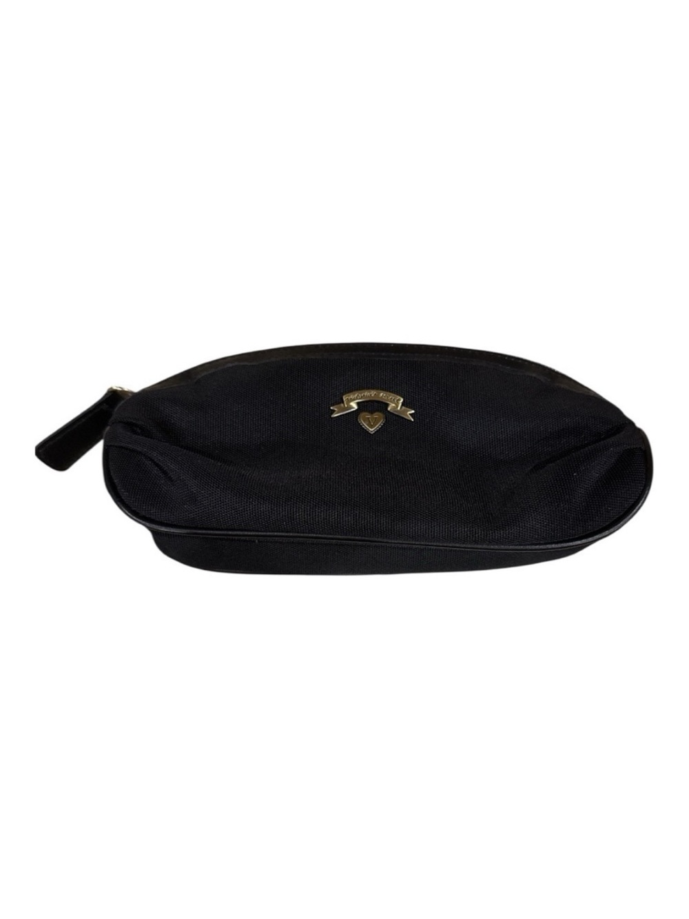 Victoria's Secret Black Cosmetic Pouch with Gold Emblem